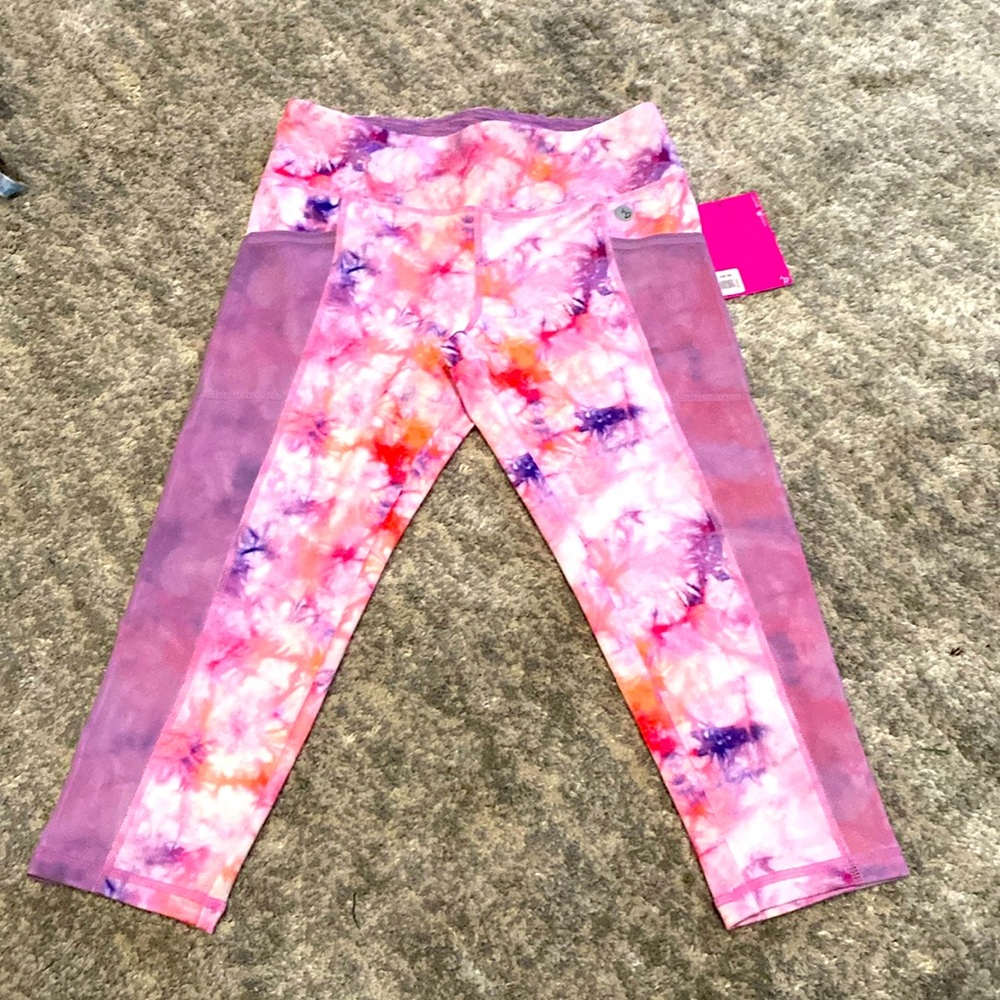 Jill Yoga girls capri leggings, XL (14-16), pink and purple